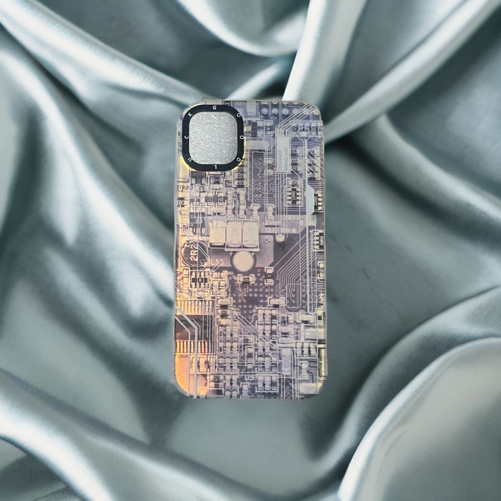 Techno Art AI Future Electric Circuit Retro IMD Chip Digital Mother Board Holographic Cover